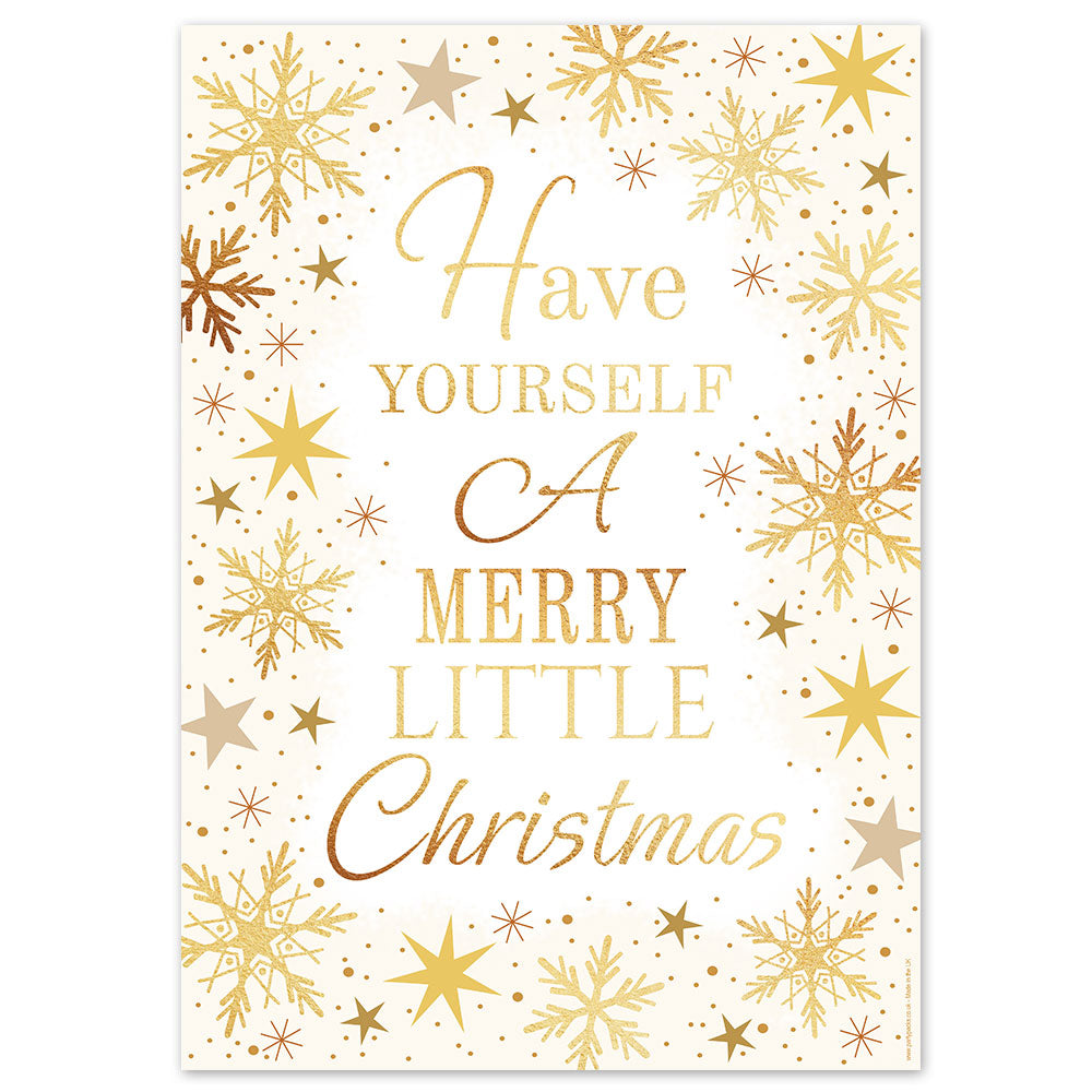 Gold Stars Merry Christmas Poster- A3