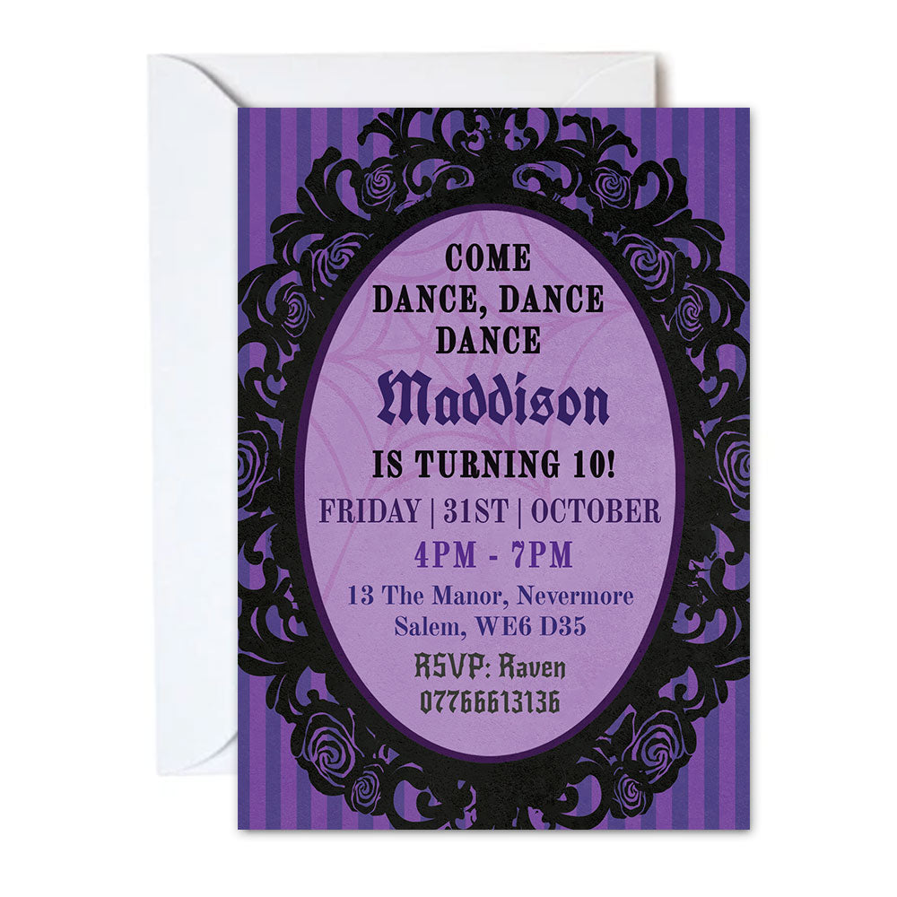 Gothic Girl Personalised Party Invitations - Pack of 16