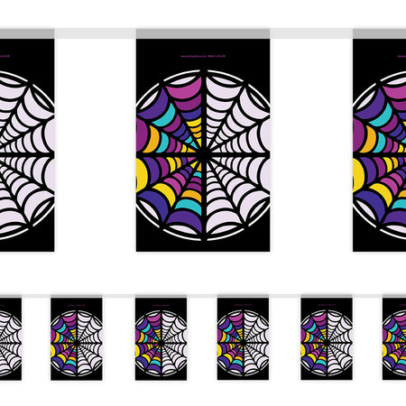 Gothic Girl Spider Web Window Paper Bunting Decoration - 2.4m