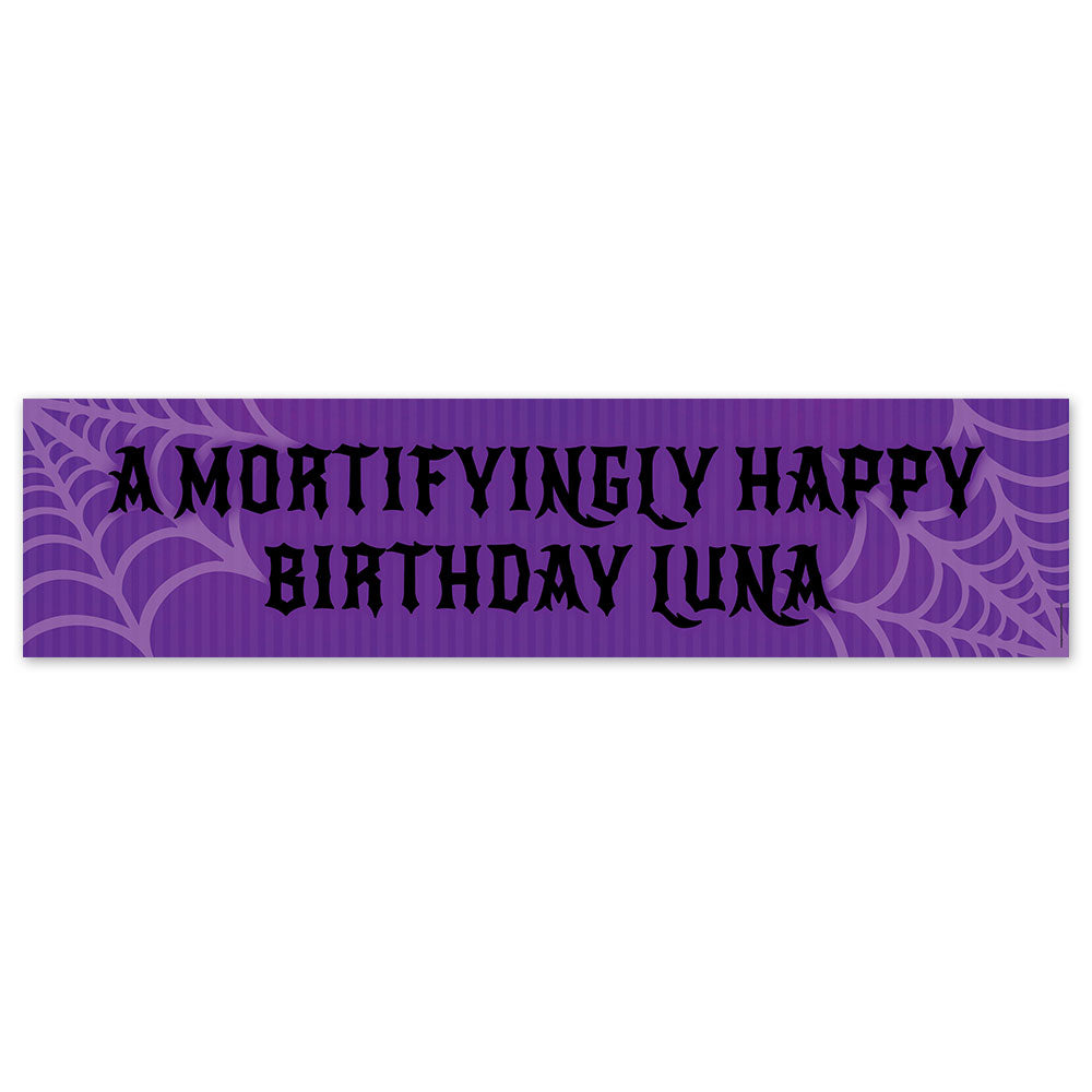 Personalised Gothic Girl Purple Birthday Banner - 120cm x 30cm