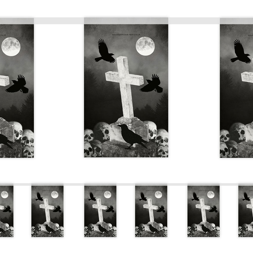 Gothic Grave and Ravens Paper Bunting Decoration - 2.4m