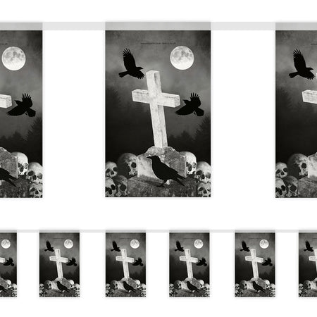 Gothic Grave and Ravens Paper Bunting Decoration - 2.4m