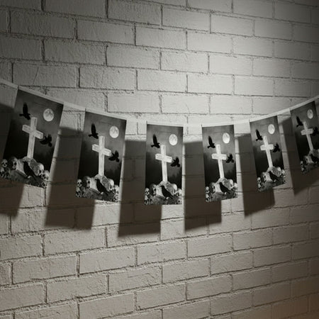 Gothic Grave and Ravens Paper Bunting Decoration - 2.4m