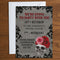 Gothic Skull and Flowers Personalised Party Invitation - Pack of 16