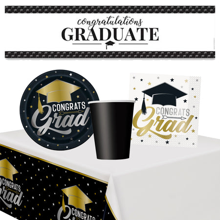 Graduation Tableware Party Pack for 8 People With FREE Banner