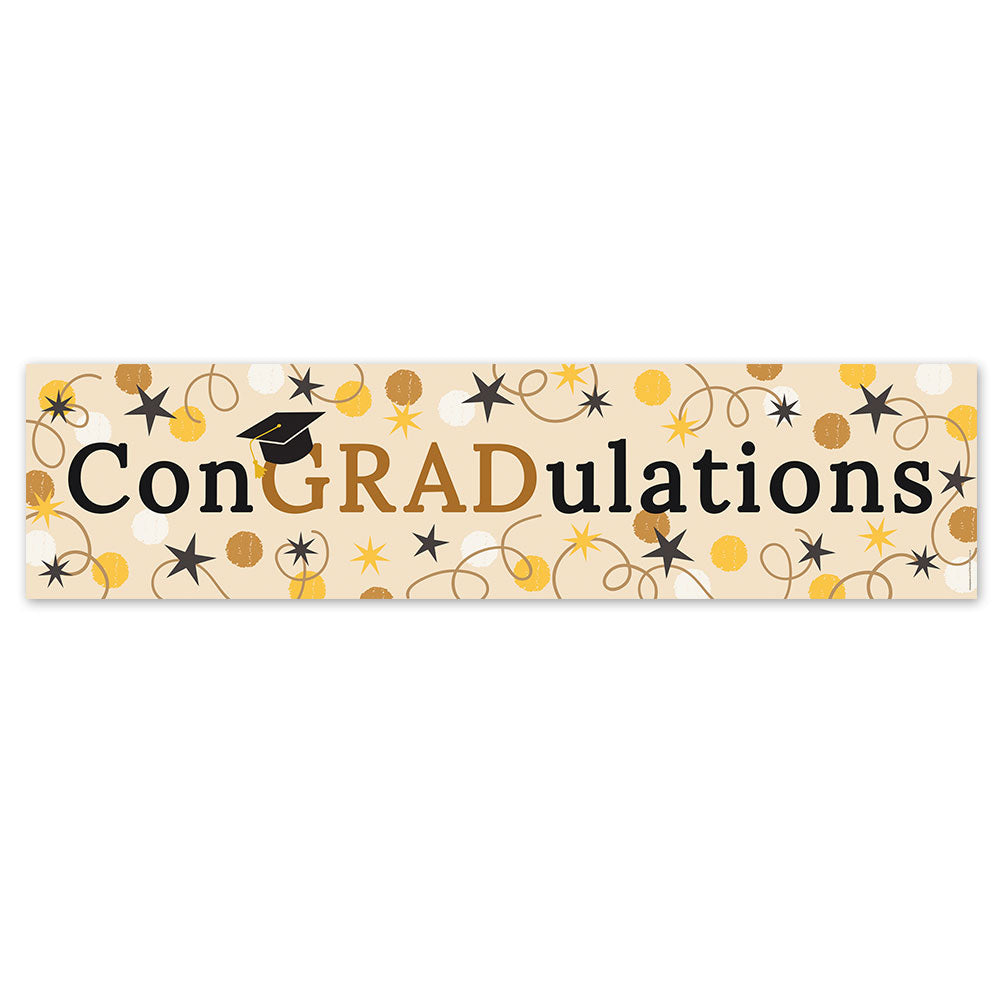 Graduation Star and Swirls Congradulations Banner - 120cm x 30cm