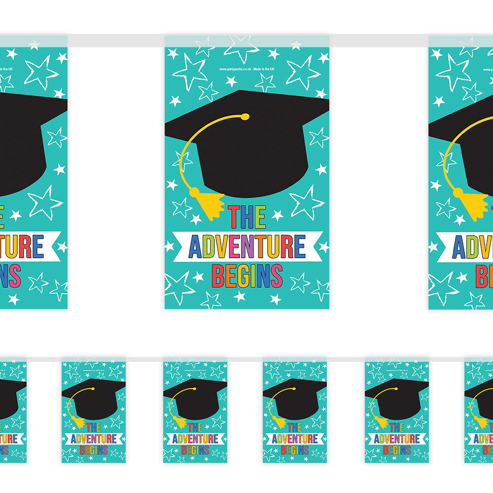 The Adventure Begins Graduation Celebration Paper Bunting Decoration - 2.4m