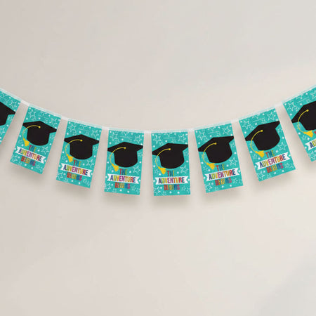 The Adventure Begins Graduation Celebration Paper Bunting Decoration - 2.4m