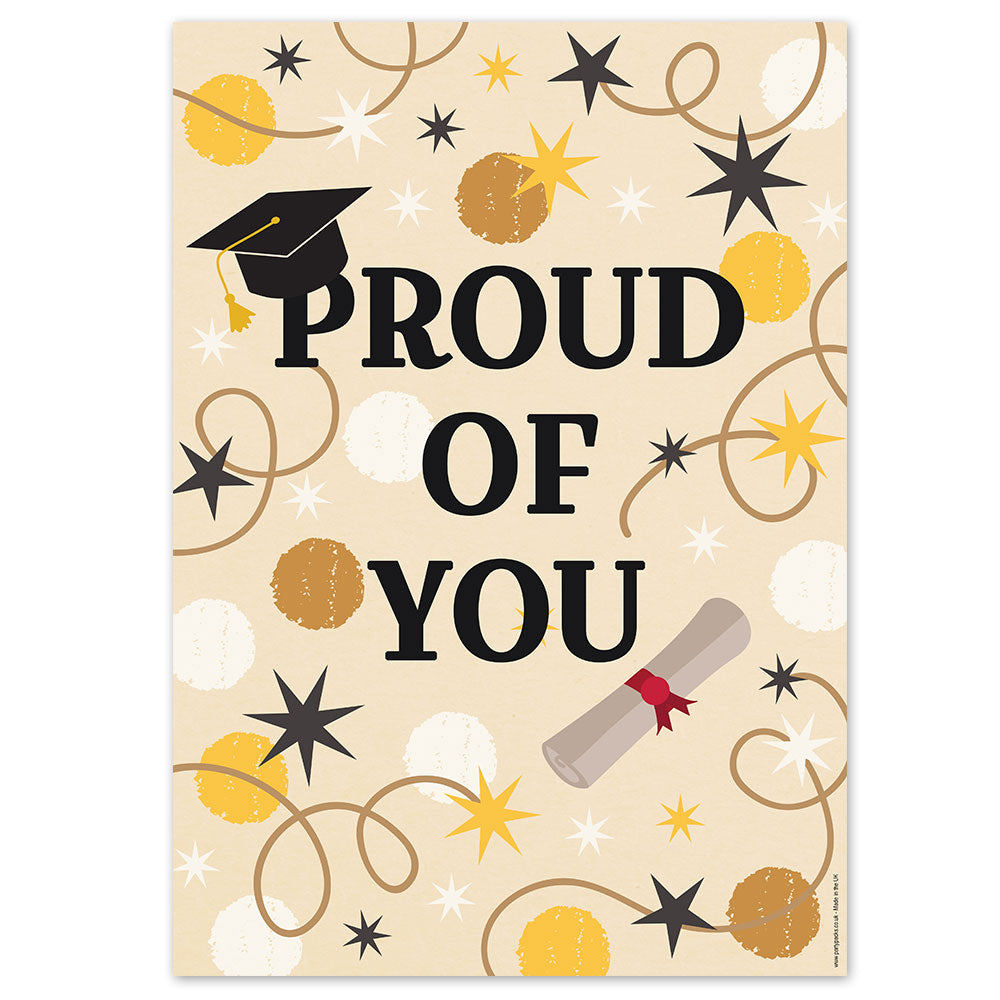 Graduation Star and Swirls Proud of You Poster - A3