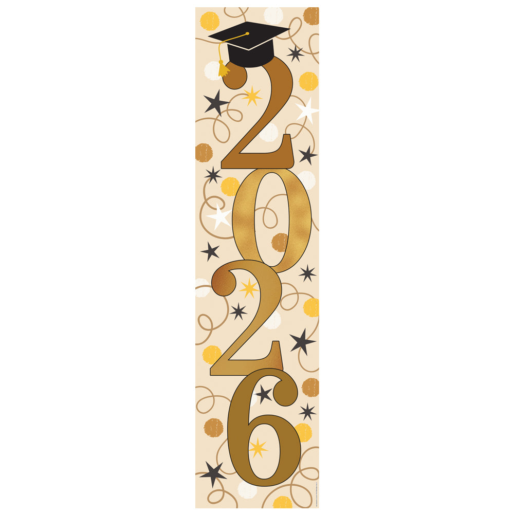 Graduation 2026 Star and Swirls Portrait Banner - 120cm x 30cm