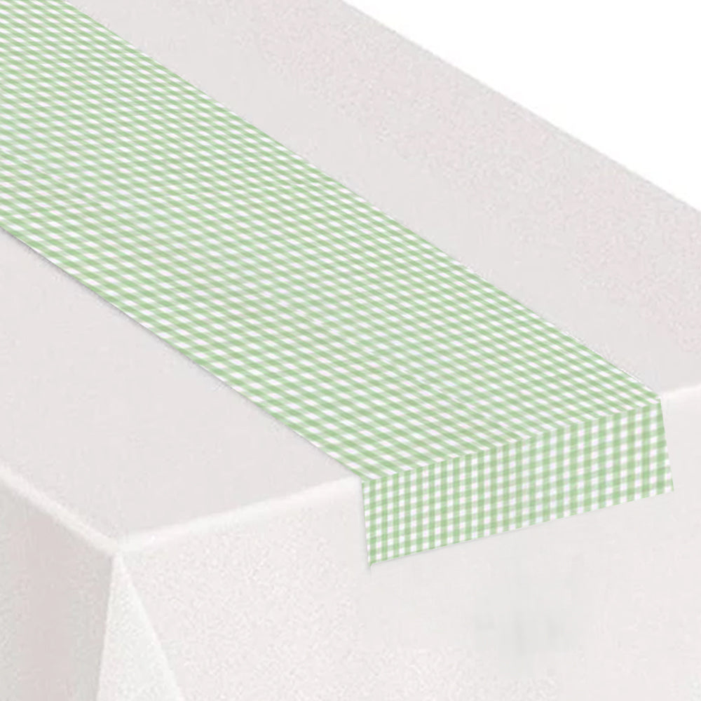Green Gingham Fabric Table Runner - 1.1m