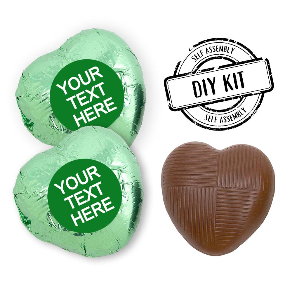 Personalised Heart Chocolates Kit - Green - Pack of 24