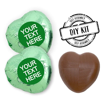 Personalised Heart Chocolates Kit - Green - Pack of 24