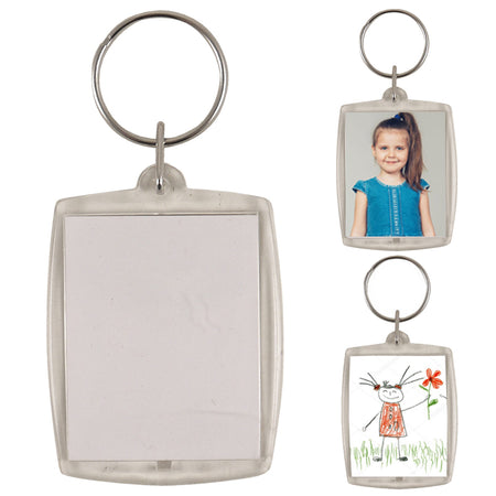 Clear Photo Holder Keyring - 3.5cm x 4.5cm - Each