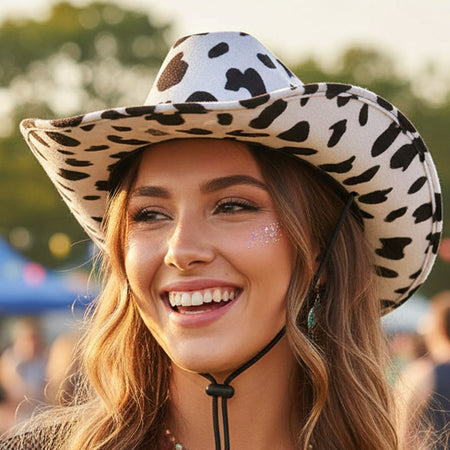 Black and White Cow Print Cowboy Hat