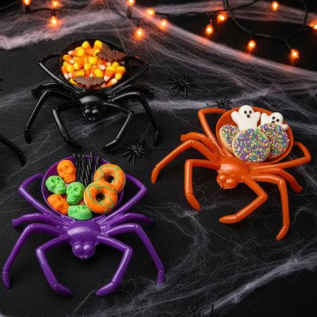 Halloween Scary Spider Bowl - 3 Assorted Colours - 23cm - Each