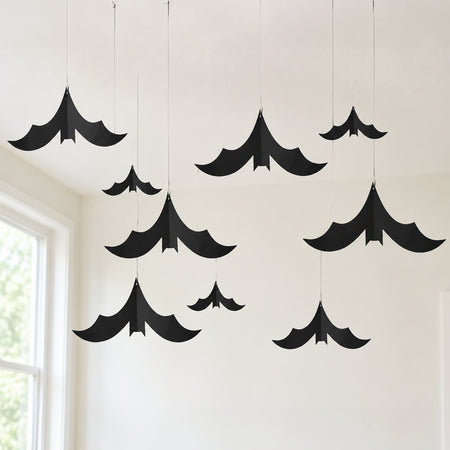 Halloween Bat Shaped Card Hanging Decoration - Pack of 10