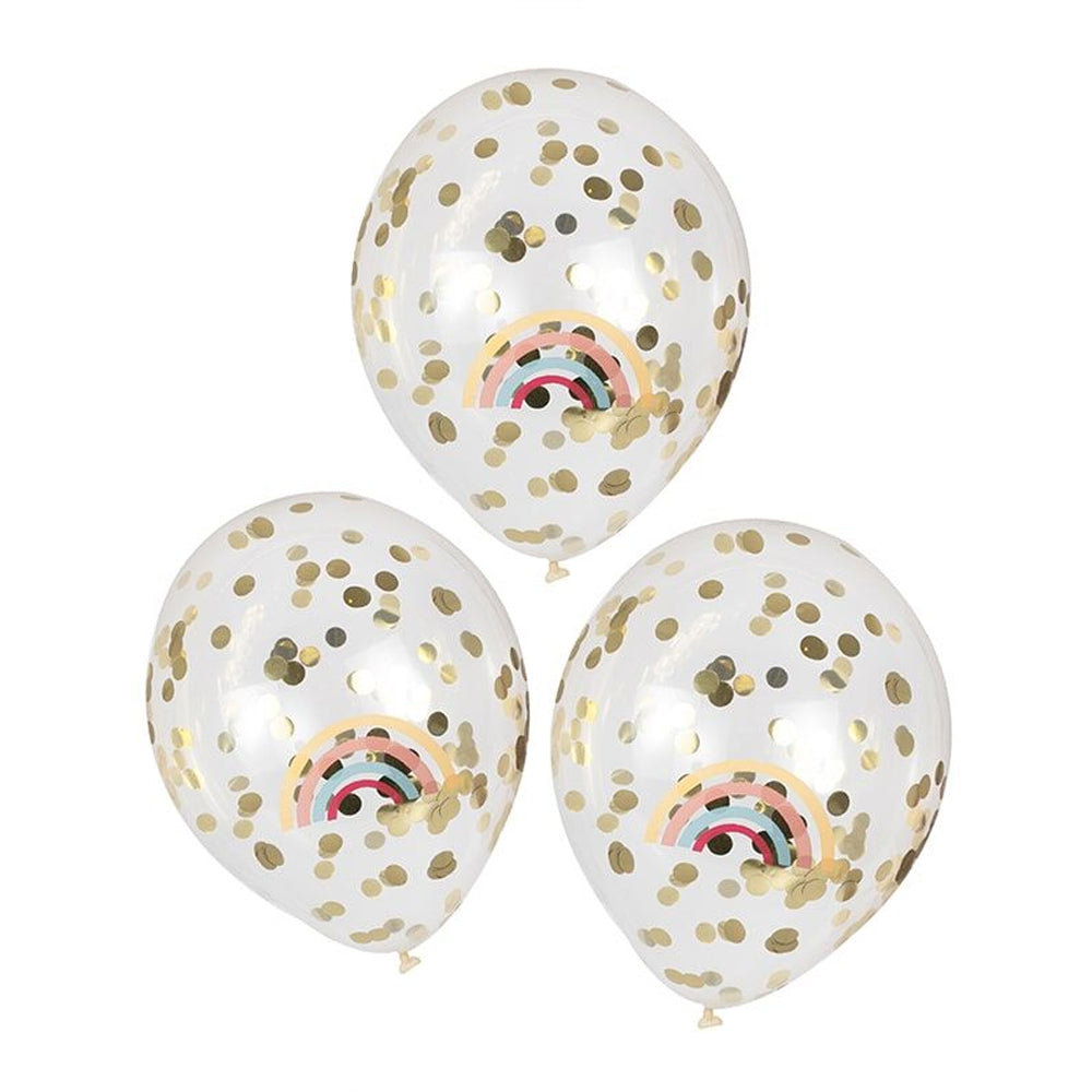Pastel Rainbow Confetti Latex Balloons - 12" - Pack of 5