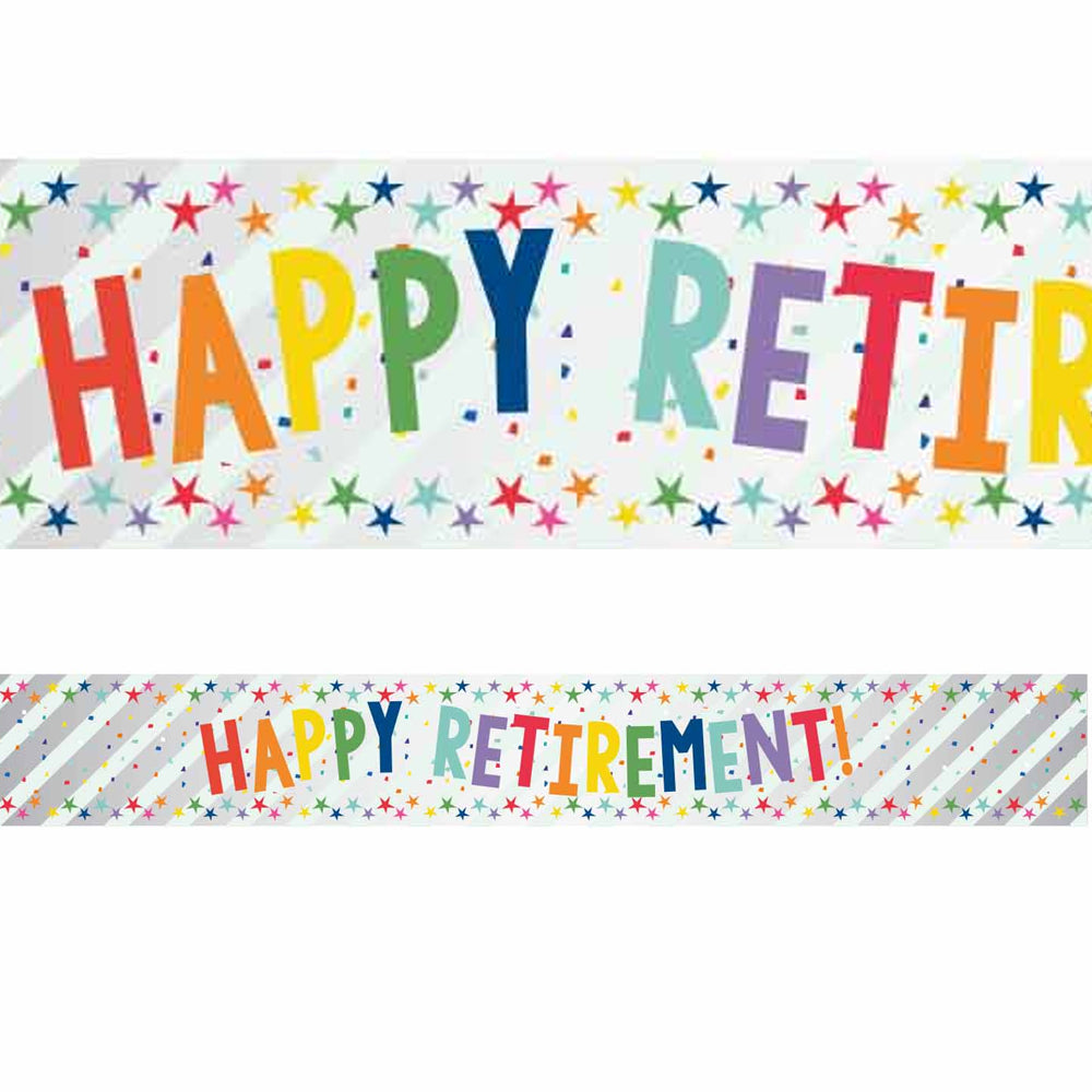 Happy Retirement Holographic Foil Banner - 2.7m