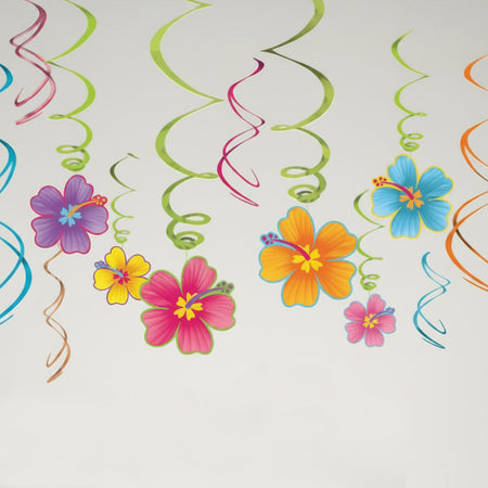 Hawaiian Swirl Decorations - Pack of 12