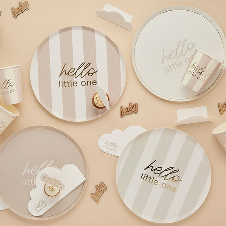 Neutral Baby Shower Paper Plates - 23cm - Pack of 8