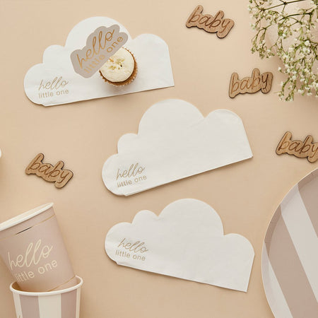 Cloud Shape Hello Litte One Baby Shower Napkins - Pack of 16
