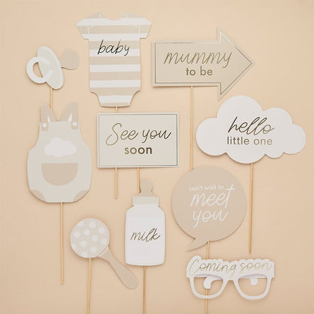 Baby Shower Neutral Photobooth Props - Pack of 10