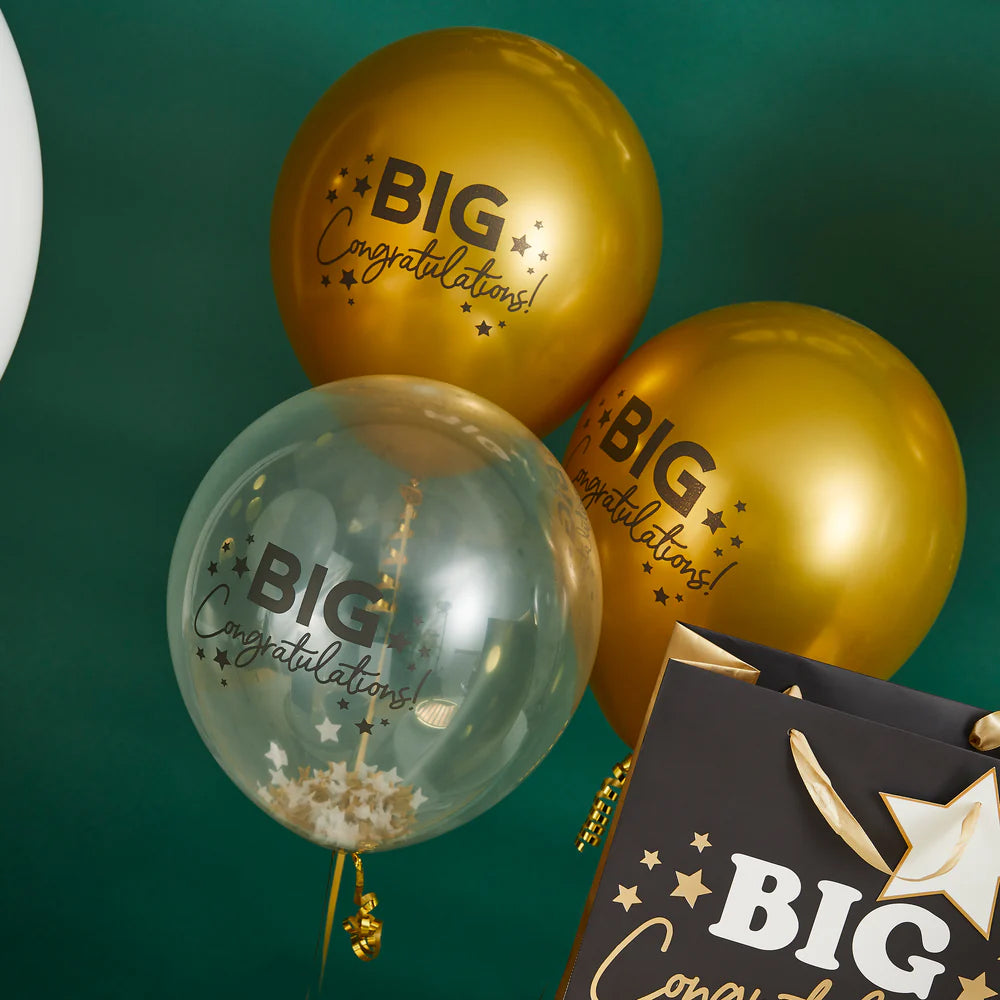 Big Congratulations Latex Balloons - 12" - Pack of 5