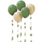 Botanical Sage Green Latex Balloons & Tails - Pack of 5