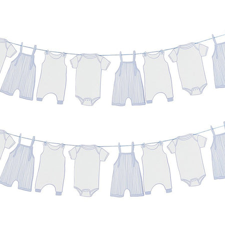Blue Baby Shower Baby Grow Garland Decoration - 2.5m