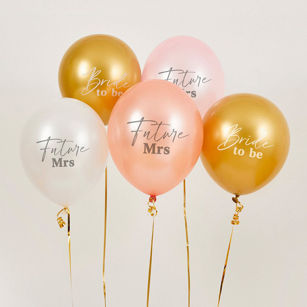 Bride to Be Future Mrs Latex Balloons - 12" - Pack of 5