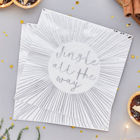 Jingle All The Way Christmas Napkins - 33cm - Pack of 16