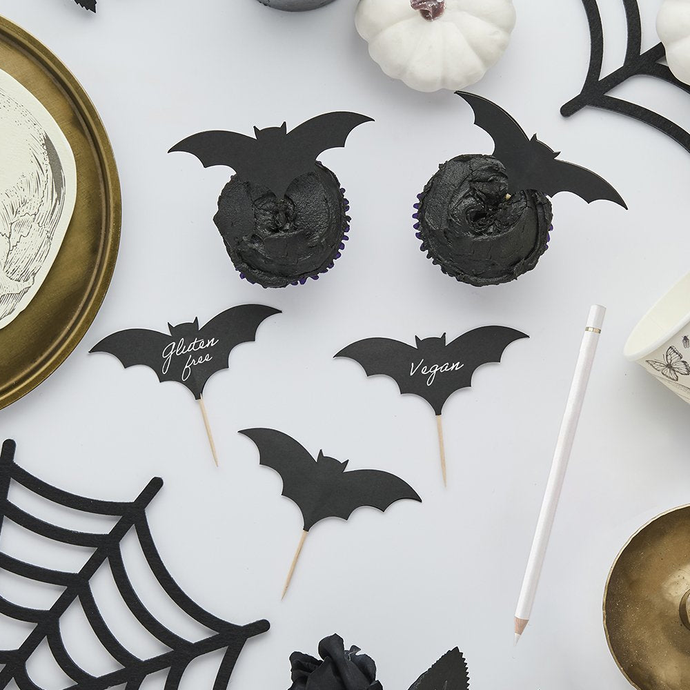 Halloween Bat Food Picks - Pack of 12