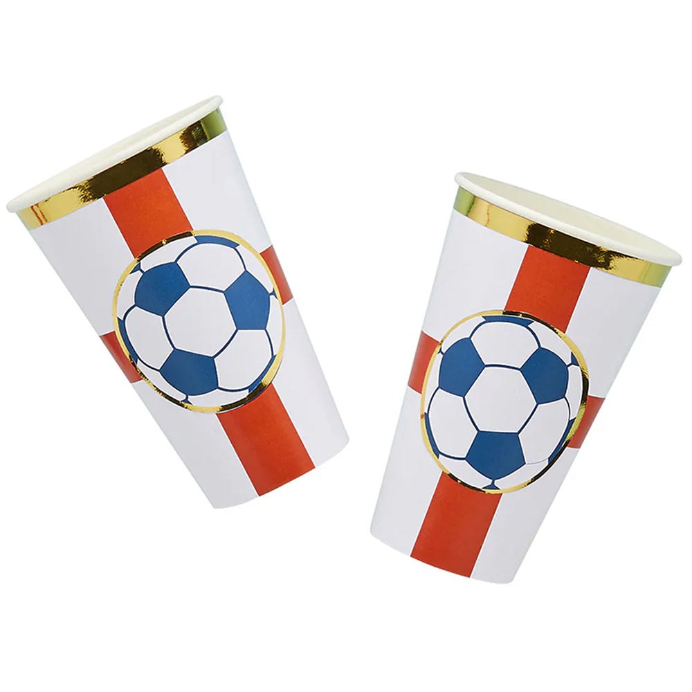 Come on England Football Large Paper Cups - Pack of 8