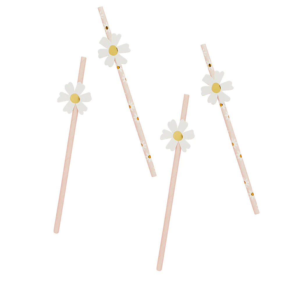 Daisy Paper Straws - Pack of 16