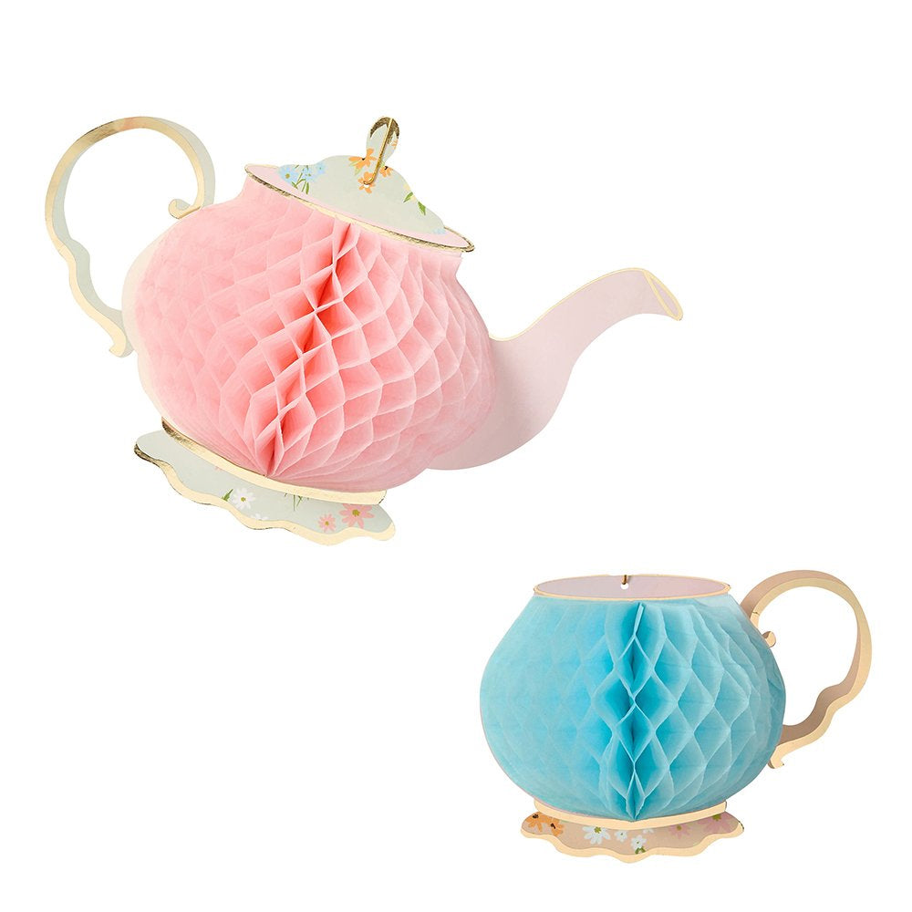 Tea Party Honeycomb Decorations - Pack of 2