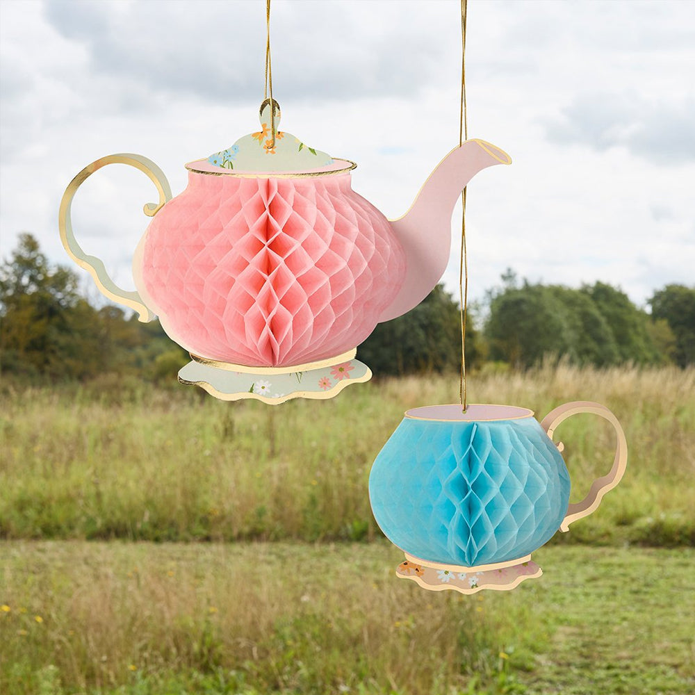 Tea Party Honeycomb Decorations - Pack of 2