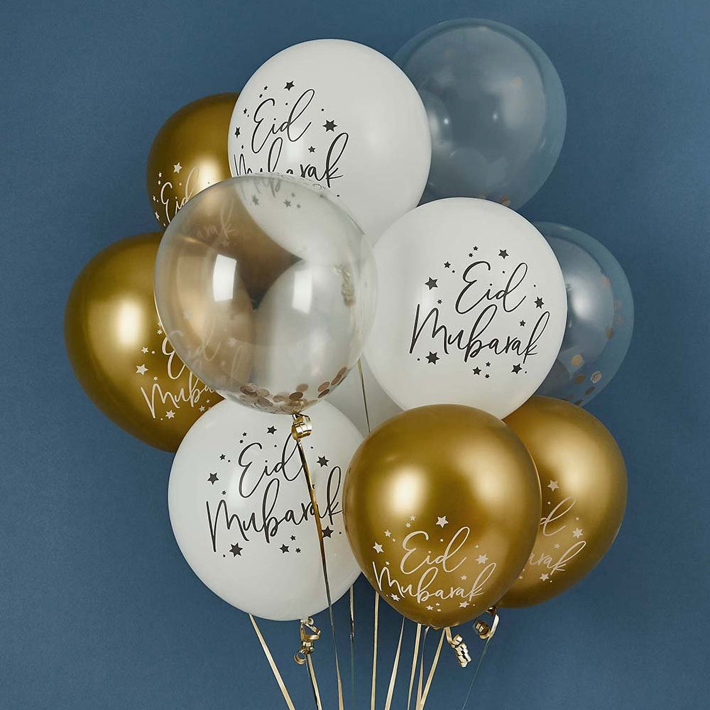 Eid Mubarak Latex Balloons - 12" - Pack of 12