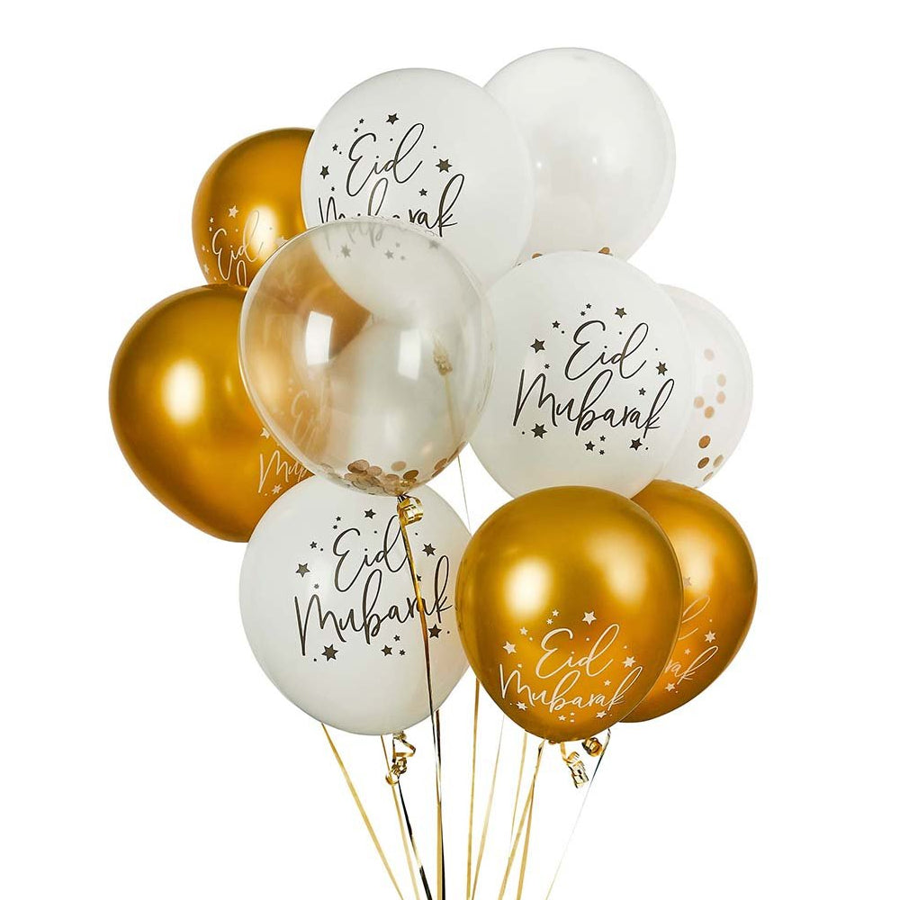 Eid Mubarak Latex Balloons - 12" - Pack of 12