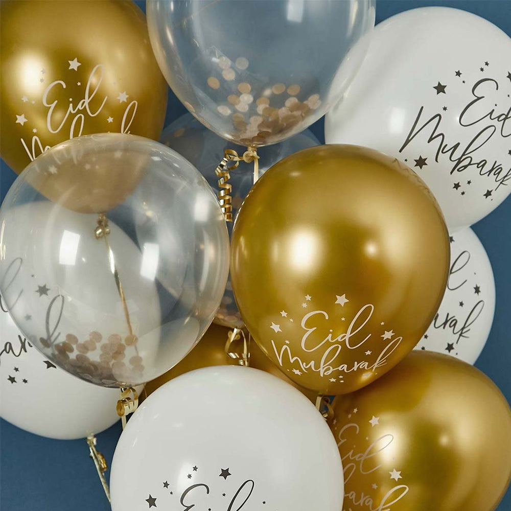 Eid Mubarak Latex Balloons - 12" - Pack of 12