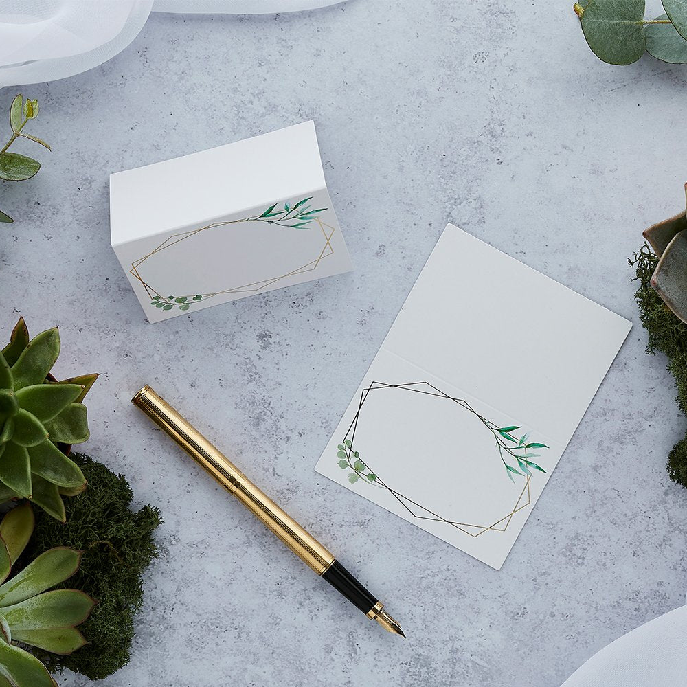 Geometric Botanical Greenery Place Cards - Pack of 10