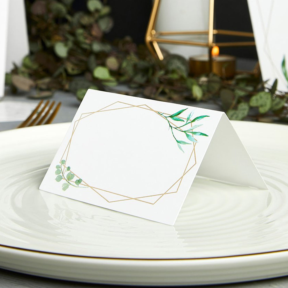 Geometric Botanical Greenery Place Cards - Pack of 10