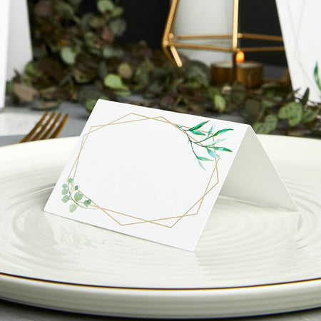Geometric Botanical Greenery Place Cards - Pack of 10