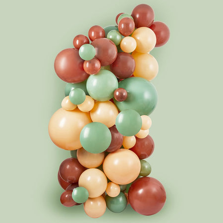 Sage Green, Nude & Brown Latex Balloon Arch Kit - 63 Balloons