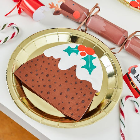 Christmas Pudding Paper Napkins - Pack of 16