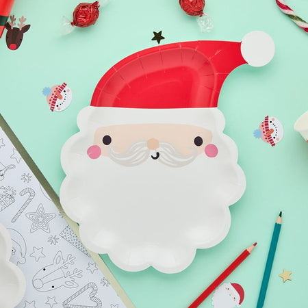 Santa Face Paper Plates - Pack of 8