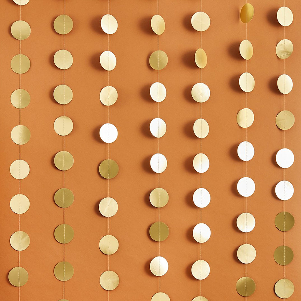 Gold Circles Hanging Backdrop - 20m - Cut To Size