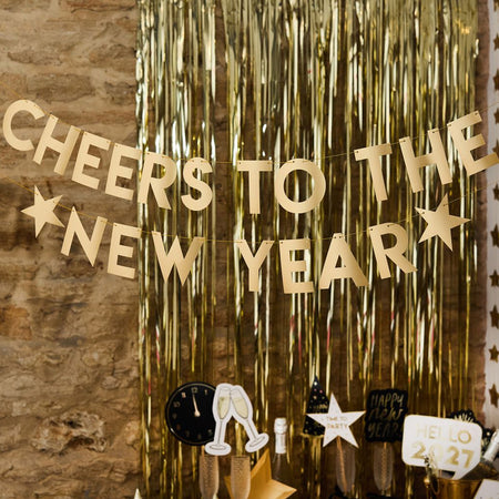 Gold Cheers to the New Year Banner - 2m