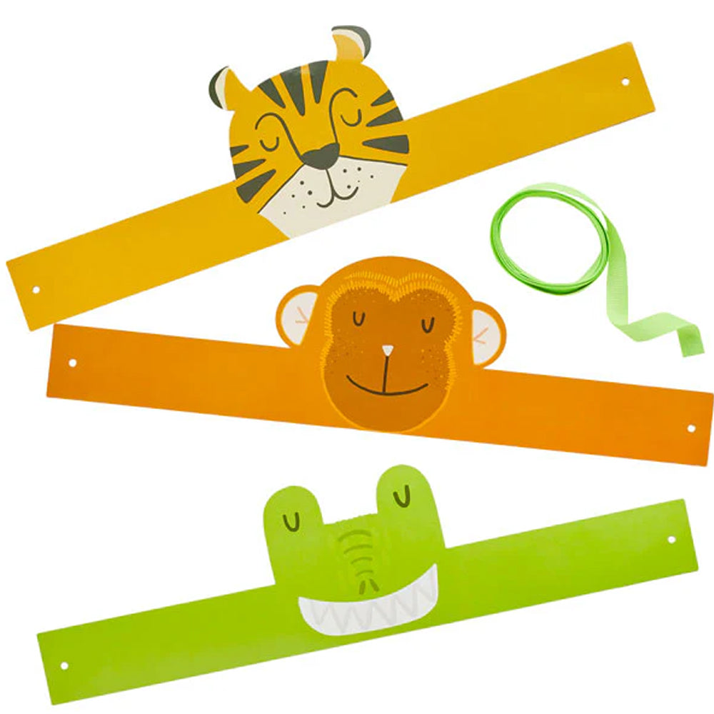 Jungle Animal Paper Headbands - Pack of 6