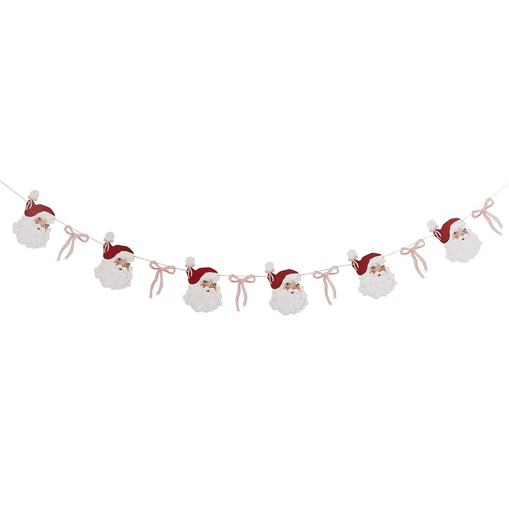 Santa & Bow Christmas Garland Decoration - 2m